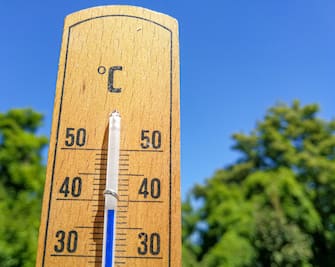 thermometer on hot summer day