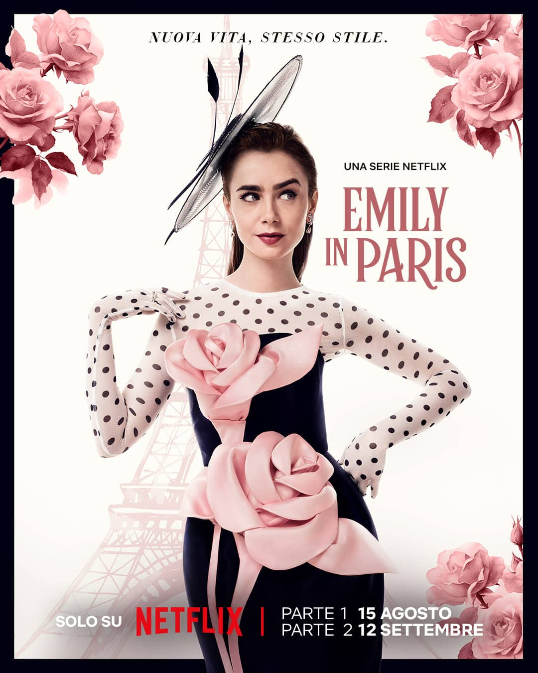 Lily Coillins nel poster ufficiale della quarta stagione di Emily in Paris