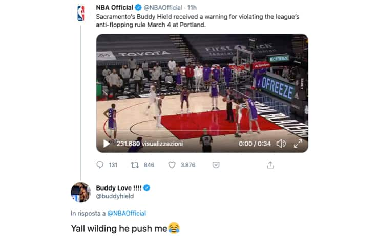 Il tweet di Buddy Hield