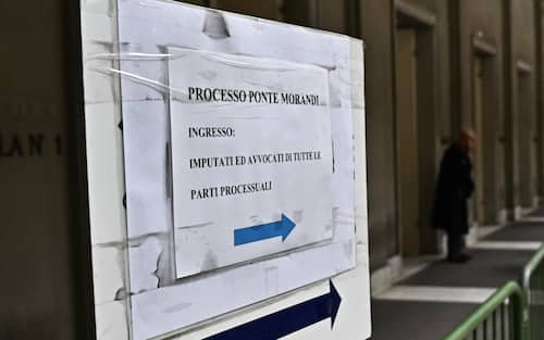 Nuova udienza del processo per il crollo di ponte Morandi, il 14 agosto 2018, al palazzo di Giustizia, Genova, 09 0ttobre 2023. ANSA/LUCA ZENNARO