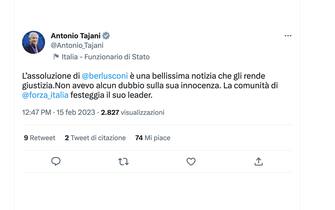 Il tweet di Antonio Tajani