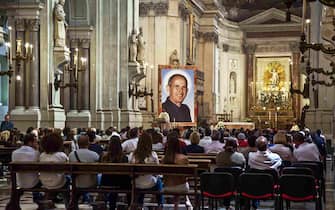 Palermo (Italy), May 26, 2013 - The coffin of Father Puglisi was placed in the Cathedral of Palermo.
Don Puglisi was killed by the Mafia, and his beatification was announced to a crowd of over 80,000 people in prayer at the Foro Italico of Palermo.
The martyred priest was an example for those who contrasts the Mafia.

Photo: Antonio Melita/NurPhoto