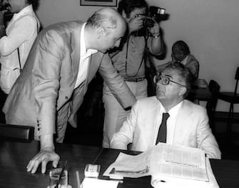 Giorgio  Napolitano e  Armando Cossutta a Roma in una foto d el 25 luglio 1979. ANSA ARCHIVIO/ PAT
