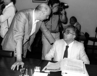 Giorgio  Napolitano e  Armando Cossutta a Roma in una foto d el 25 luglio 1979. ANSA ARCHIVIO/ PAT