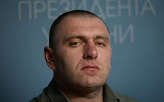 KYIV, UKRAINE - SEPTEMBER 22, 2022: Acting Head of the Security Service of Ukraine Vasyl Malyuk is seen during the briefing on the Return of the Defenders of Ukraine from Russian Captivity, Kyiv, capital of Ukraine. (Photo credit should read Pavlo Bahmut / Ukrinform/Future Publishing via Getty Images)