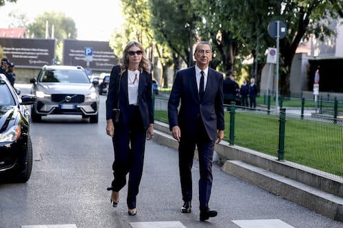 Milan Mayor Giuseppe Sala arrives at Giorgio Armani's funeral chapel. A line of hundreds of people, arriving since 7:00 this morning, is queuing to pay their last respects to Giorgio Armani in his theater on Via Bergognone, Milan, which houses the great designer's funeral chapel, which opens at 9:00. There are two lines to access the chapel: one reserved for Giorgio Armani employees, the other for the general public. Milano, 6 settembre 2025. ANSA/MOURAD BALTI TOUATI