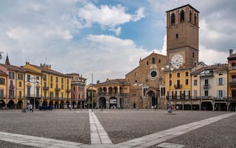Lodi Cathedral and Vittoria square, considered one of the most beautiful squares in Italy, Lombardy region