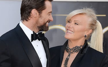 HOLLYWOOD, CA - FEBRUARY 24:  Actor Hugh Jackman and wife Deborra-Lee Furness arrive at the Oscars at Hollywood & Highland Center on February 24, 2013 in Hollywood, California.  (Photo by Jason Merritt/Getty Images)