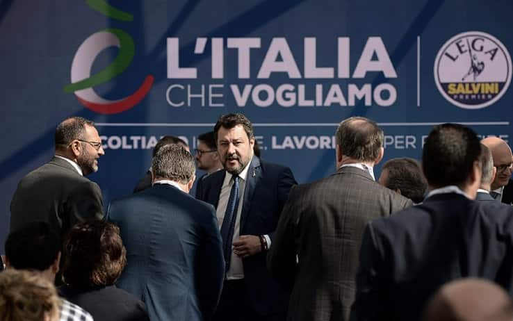 Matteo Salvini alla convention della Lega di oggi a Roma