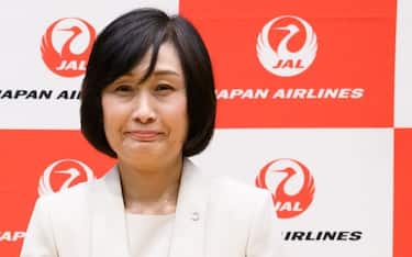Mitsuko Tottori, incoming president of Japan Airlines Co., during a news conference in Tokyo, Japan, on Wednesday, Jan. 17, 2024. Japan Airlines is appointing Tottori, a former flight attendant and executive in charge of customer experience, as the carrier's first female president. Photographer: Akio Kon/Bloomberg via Getty Images