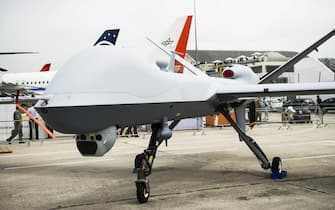 An American Drone Reaper is displayed during the Air Show 2013 at Le Bourget, France, 18 June 2013. ANSA/ETIENNE LAURENT