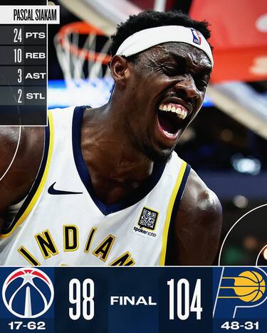 INDIANA PACERS-WASHINGTON WIZARDS 104-98
