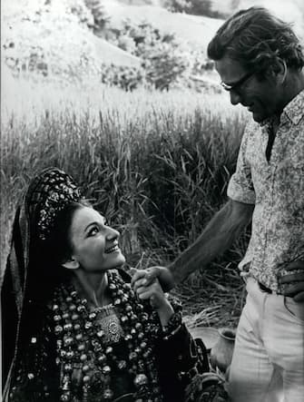 1976 - Famous soprano Maria Callas in making film of ''Medea'' the classic Greek tragedy directed byPier Paolo Pasolini. The exteriors were turned in Turkey and Siria and the interior Rome. Maria Callas and the director P.P .Pasolini.  (Credit Image: © Keystone Press Agency/ZUMA Press Wire)