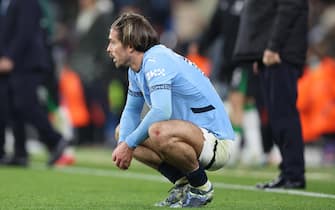 epa11742755 Jack Grealish of Manchester City reacts after the UEFA Champions League match between Manchester City and Feyenoord in Manchester, Britain, 26 November 2024.  EPA/ADAM VAUGHAN