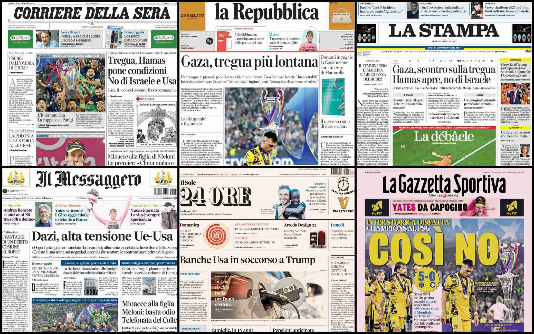 i quotidiani di oggi prime pagine