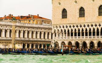 Looking towards St Marks Square and the Doges Palace in Venice Italy