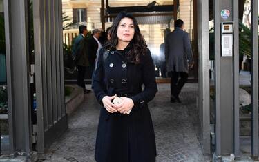 Nadia Bengala alla camera ardente di Fabrizio Frizzi nella sede Rai di viale Mazzini, Roma, 27 marzo 2018. ANSA/ETTORE FERRARI 