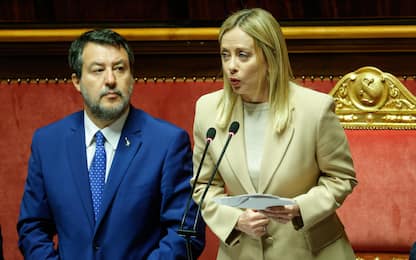 Il presidente del Consiglio Giorgia Meloni in Senato durante comunicazioni in vista del prossimo Consiglio europeo , Roma, 22 Ottobre 2025. ANSA/GIUSEPPE LAMI

