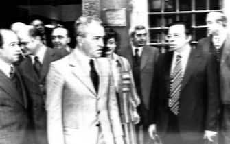 Roma 1977  il  presidente della camera Ingrao ed ministro Bonifacio all'uscita del palazzo Confaloni  ANSA