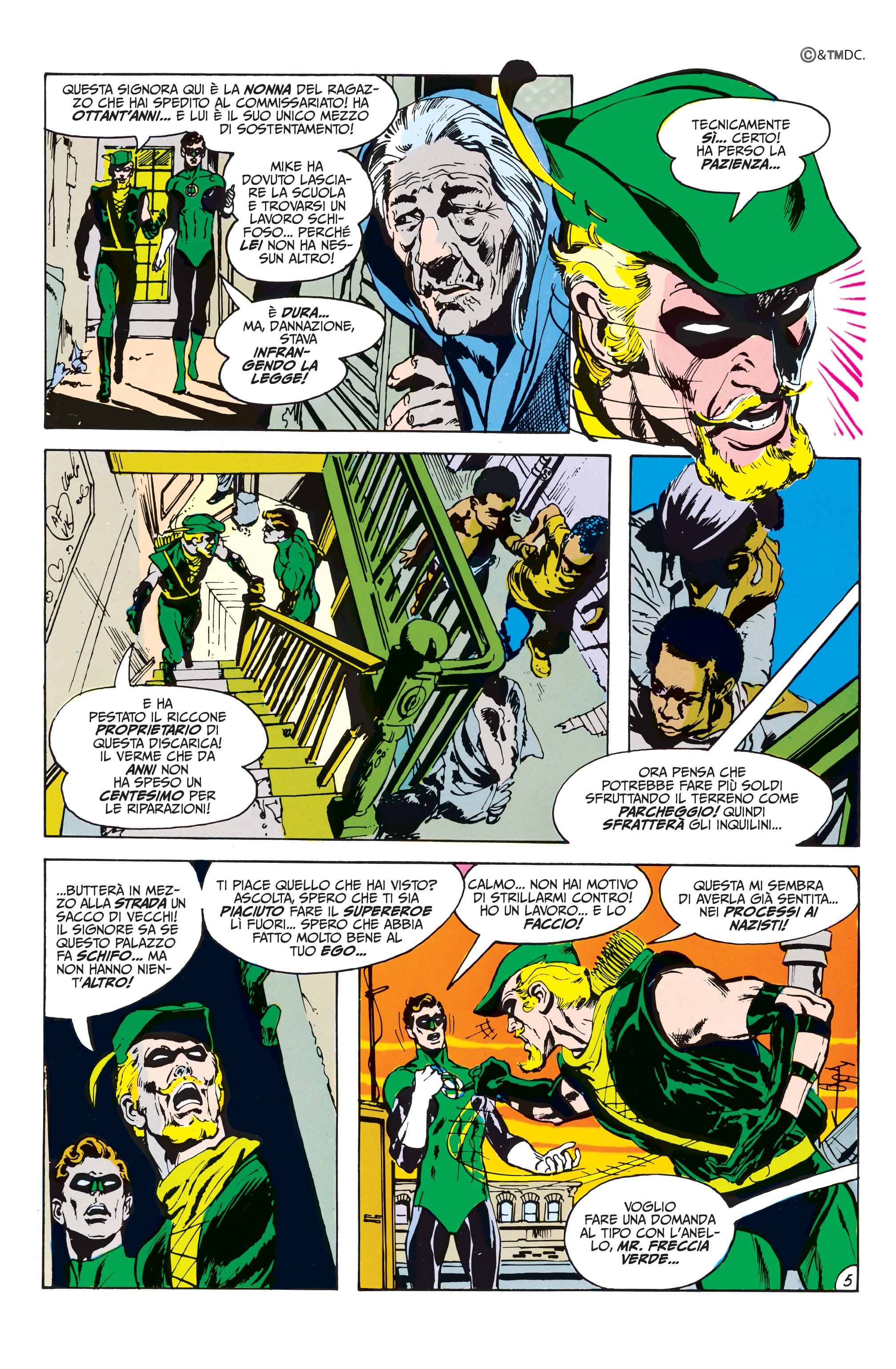 Una tavola tratta da Lanterna Verde/Freccia Verde di Dennis O'Neil e Neal Adams