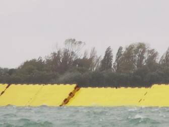 Venice, barriers of the 'Mose' emerged from the water or the fir