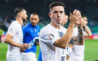 Benjamin VerbiÄ&#x8d; of Slovenia during the UEFA EURO 2024 Championship qualifying group H match between Slovenia and Denmark, on June 19, 2023 at the Stozice Stadium in Ljubljana, Slovenia. Photo by Grega Valancic / Sportida//SPORTIDA_Sipa.06538/Credit:Grega Valancic/SIPA/2306201240