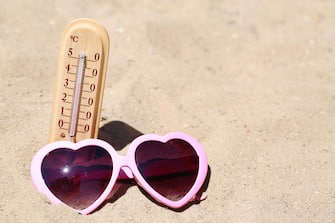 Thermometer in sand close-up