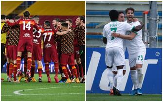 Le esultanze dei giocatori di Roma e Sassuolo