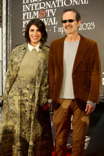 BARI, ITALY - MARCH 25: Singer Giorgia and director Rocco Papaleo attend a press conference during the BiFest 2023 - Bari International Film & Tv Festival on March 25, 2023 in Bari, Italy. (Photo by Donato Fasano/Getty Images)