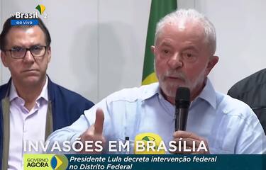 Il presidente del Brasile, Luiz Inacio Lula da Silva in un fermo immagine tratto dalla conferenza stampa, 8 gennaio 2023. TWITTER LULA  +++ ATTENZIONE LA FOTO NON PUO' ESSERE RIPRODOTTA SENZA L'AUTORIZZAZIONE DELLA FONTE CUI SI RINVIA +++ NPK +++
