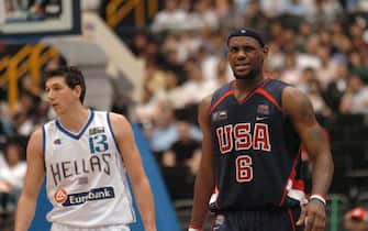 Lebron James of Team USA reacts to a bad call during the FIBA World Championship 2006 Semi Final at the Saitama Super Arena, Tokyo, Japan, Friday 1st September 2006. (Photo by Mansoor Ahmed/WireImage)