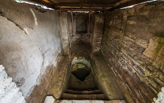 Il bagno rituale ebraico emerso dagli scavi condotti a Ostia Antica, 10 marzo 2025.   NPK   ANSA / Ufficio stampa Ministero Cultura     +++ ANSA PROVIDES ACCESS TO THIS HANDOUT PHOTO TO BE USED SOLELY TO ILLUSTRATE NEWS REPORTING OR COMMENTARY ON THE FACTS OR EVENTS DEPICTED IN THIS IMAGE; NO ARCHIVING; NO LICENSING +++