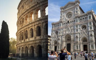 Il Colosseo a Roma e il Duomo di Firenze