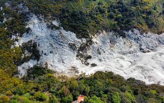 Incredible view on Solfatara volcano at Campi Flegrei Pozzuoli Naples