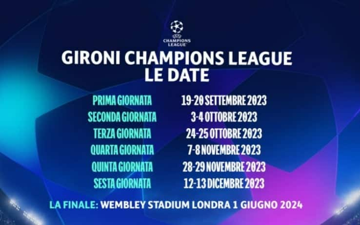 Le date della Champions 2023-23