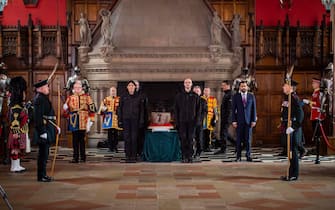 epa10596638 A handout photo made available by the British Ministry of Defence (MOD) of the Stone of Destiny starting its journey to Westminster for the Coronation, in Edinburgh Castle, Edinburgh, Scotland, Britain, 28 April 2023. The Stone left the Great Hall in Edinburgh Castle with the First Minister, Humza Yousaf, present. The Coronation of King Charles III will take place on the 06 May 2023.  EPA/MARK OWENS/BRITISH MINISTRY OF DEFENCE HANDOUT -- MANDATORY CREDIT: MOD/CROWN COPYRIGHT -- HANDOUT EDITORIAL USE ONLY/NO SALES