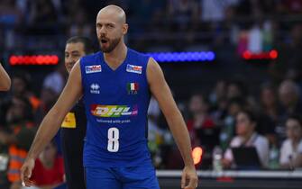 Riccardo Sbertoli (ITA) during the CEV Eurovolley 2023 semifinal match between Italy vs France, Palazzo dello Sport in Rome, Italy, on September 14, 2023.