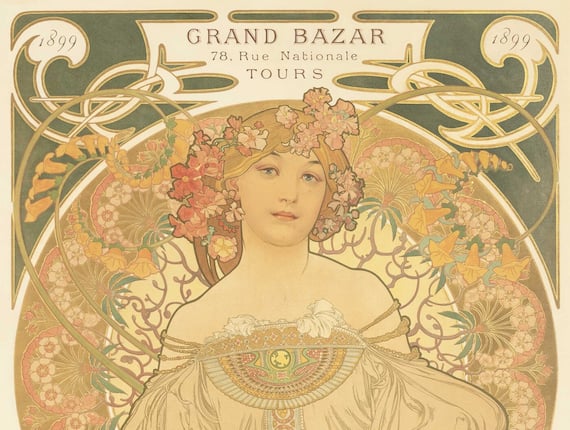 Alphonse Mucha, F. Champenois / Reverie, 1897. Lithography, 66,3x51 cm. Portu Gallery Investments s.r.o., Prague