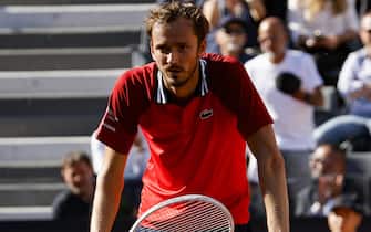 Daniil Medvedev of Russia during his men's singles 2nd round match against Jack Draper of the UK (not pictured) at the Italian Open tennis tournament in Rome, Italy, 11 May 2024.  ANSA/FABIO FRUSTACI