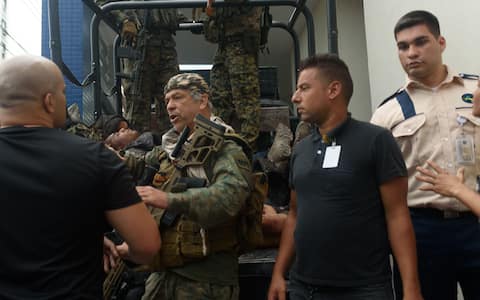 RIO DE JANEIRO, BRAZIL, OCTOBER 28 : Bodies of drug dealers killed during the shootout in the Alemao slum complex arriving at Getulio Vargas Hospital At least 64 people diedfour of them police officersand 81 were arrested on Tuesday (28) in a massive operation against the Comando Vermelho (CV) gang in the Alemao and Penha complexes in the northern zone of Rio de Janeiro. This is the deadliest operation in the state's history, according to figures confirmed by the Guanabara Palace. Brazil, October 28, 2025. (Photo by Fabio Teixeira/Anadolu via Getty Images)