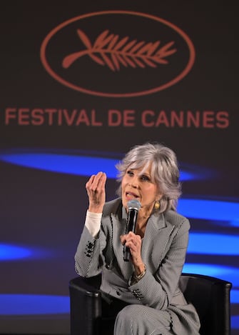 US actress Jane Fonda attends a "Rendez-Vous With Jane Fonda " at the 76th edition of the Cannes Film Festival in Cannes, southern France, on May 26, 2023. (Photo by Samantha DUBOIS / AFP) (Photo by SAMANTHA DUBOIS/AFP via Getty Images)