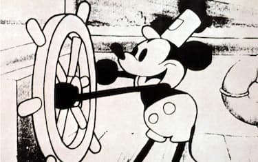 Steamboat Willie, lobbycard, Mickey Mouse, 1928. (Photo by LMPC via Getty Images)