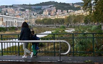 Una veduta del torrente Bisagno dopo il maltempo, Genova, 28 agosto 2023.
ANSA/LUCA ZENNARO