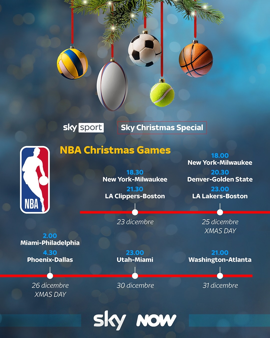 NBA, Christmas Day 2023 le cinque partite in programma su Sky Sport per Natale Sky Sport