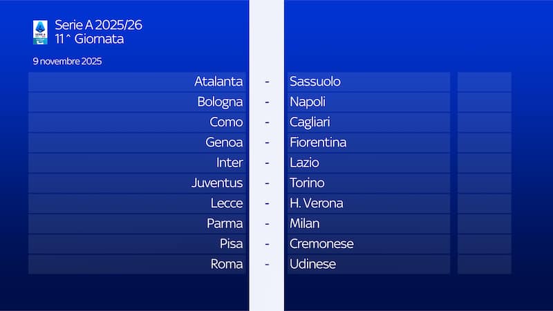 11 giornata serie a calendario