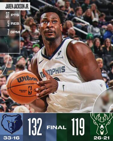 MILWAUKEE BUCKS-MEMPHIS GRIZZLIES 119-132