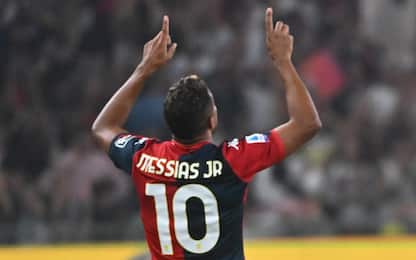 Genoa's Junior Messias jubilates after scoring the gol during the Italian Serie A match, Genoa CFC vs As Roma at Luigi Ferraris stadium in Genoa, Italy, 28 september 2023.
ANSA/LUCA ZENNARO  