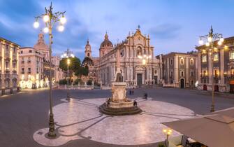 Catania Cathedral at night, Sicily, Italy