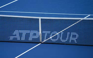 CINCINNATI, OH - AUGUST 17: A detailed view of an ATP TOUR logo on a tennis net during the semifinal round of the Western & Southern Open at Lindner Family Tennis Center on August 17, 2019 in Mason, Ohio. (Photo by Adam Lacy/Icon Sportswire via Getty Images)
