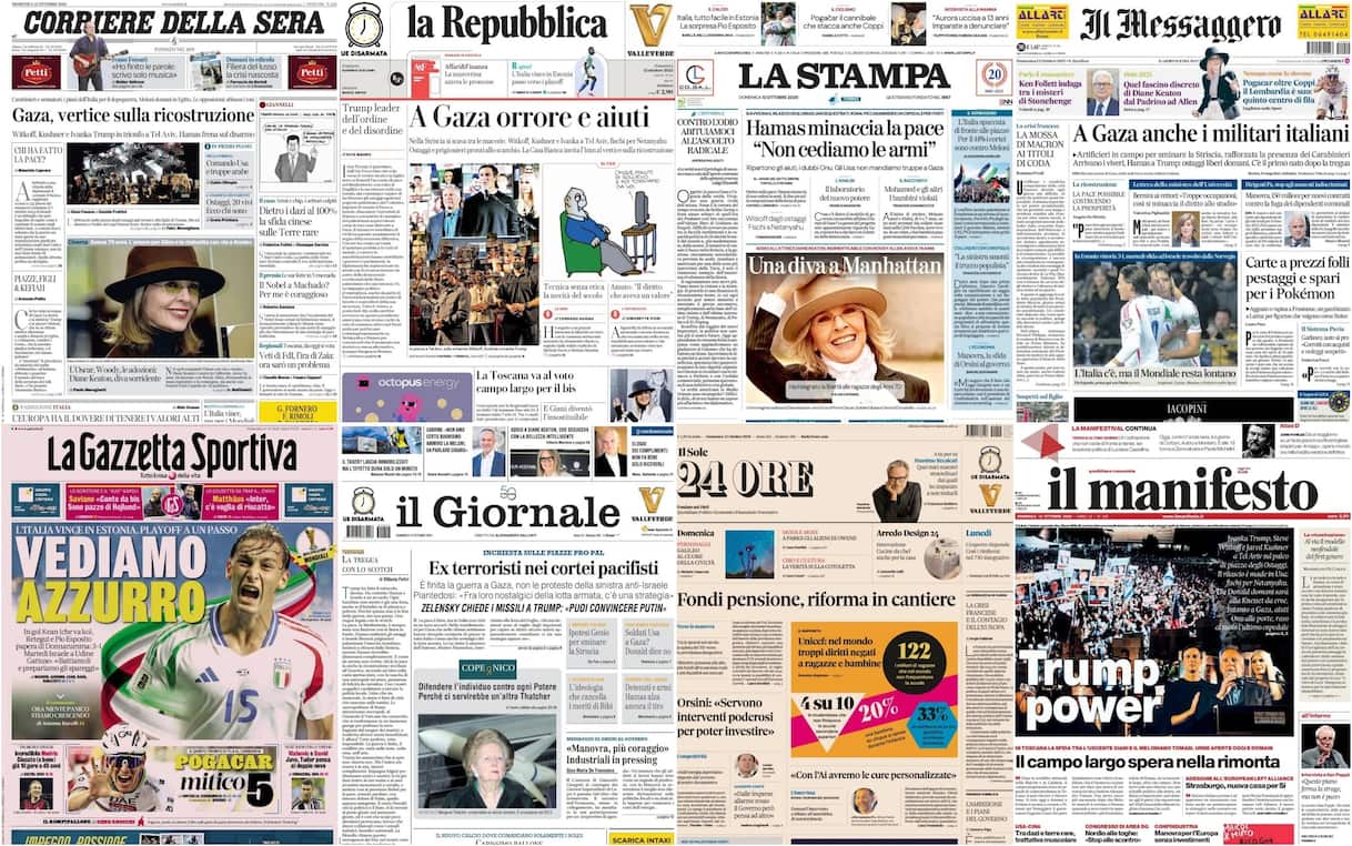 Le prime pagine dei quotidiani di oggi 12 ottobre: la rassegna stampa di Sky TG24